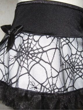 Y2K Whimsigoth emo white and black tulle fishnet spiderweb skirt